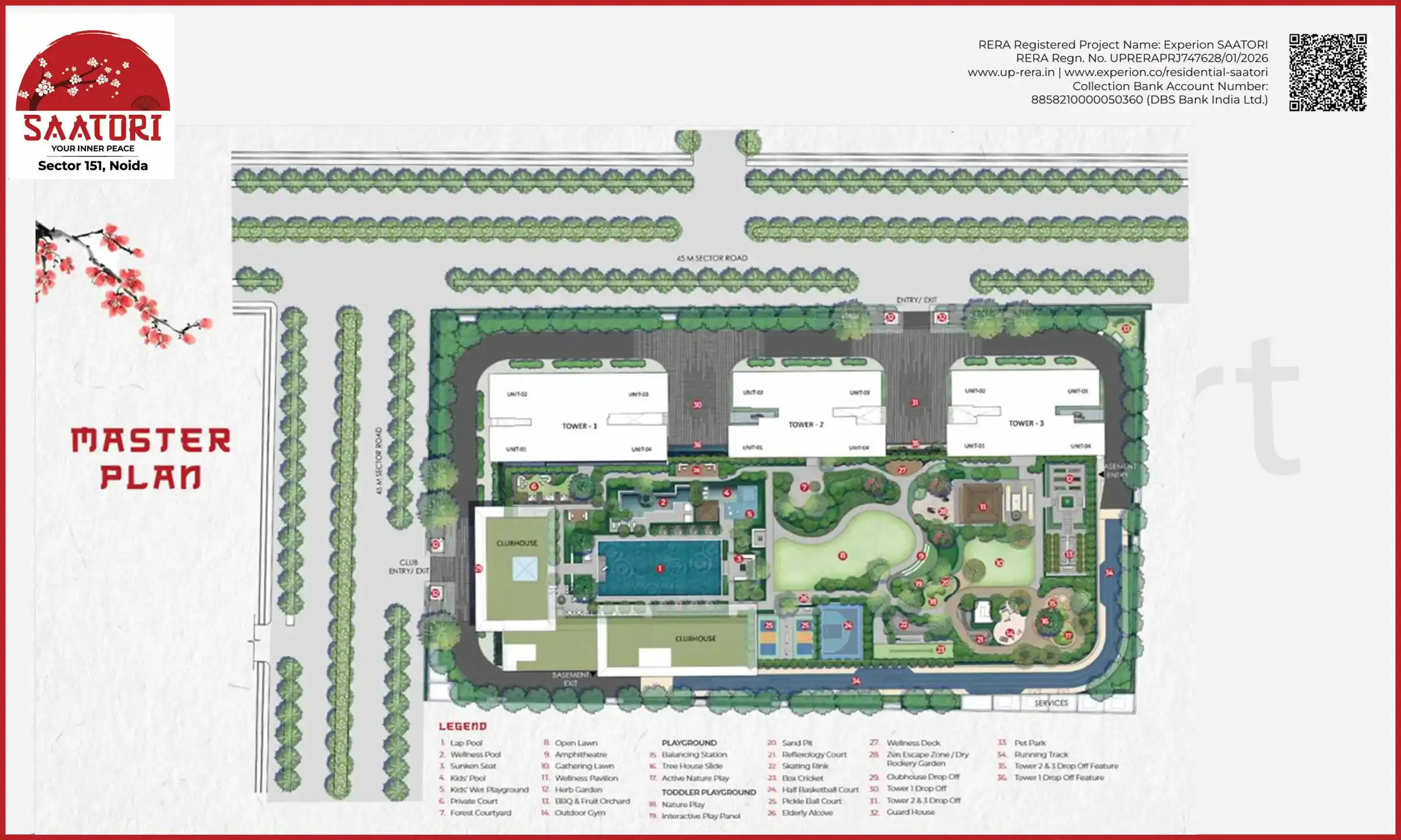 Experion Saatori master plan or apartment floor plan