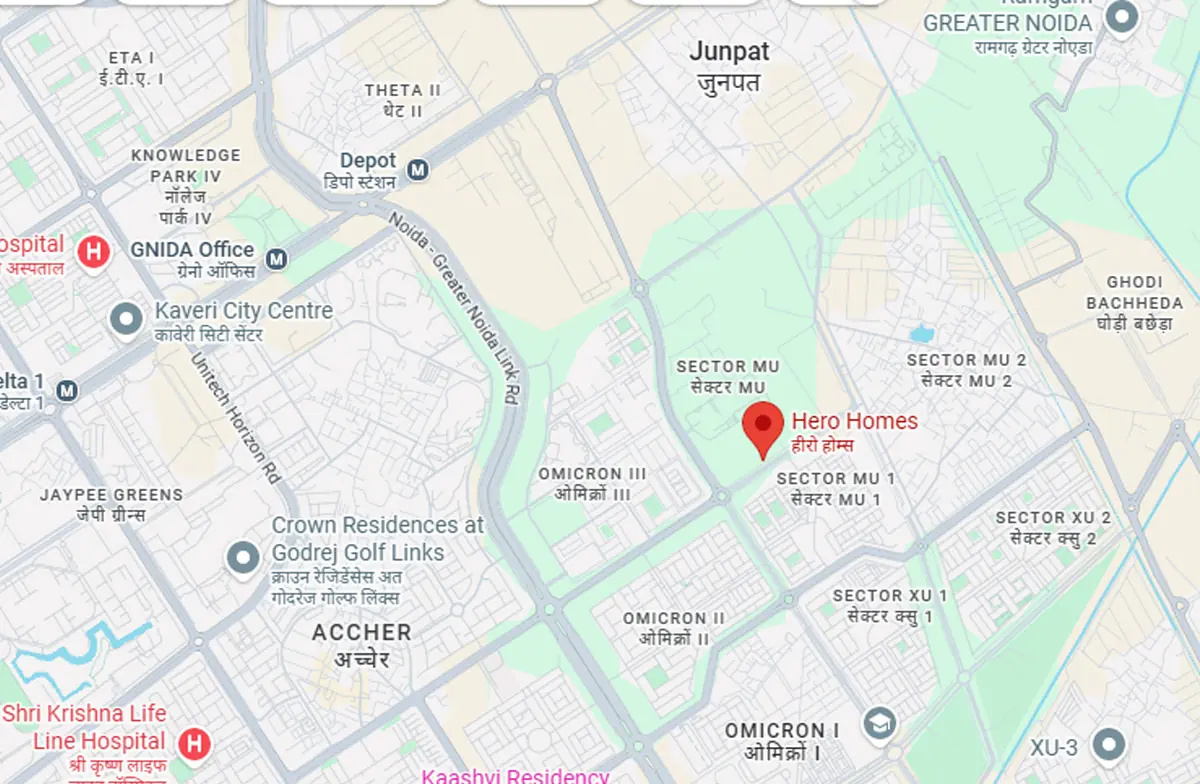 Hero Homes Sector MU Location Map